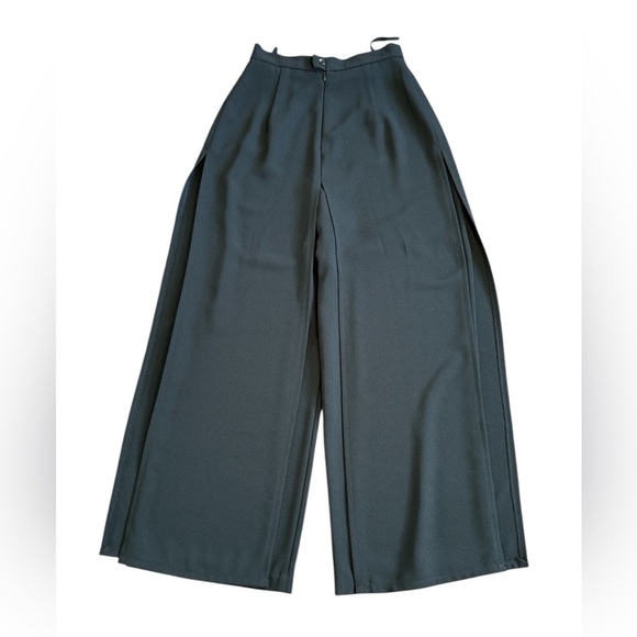 Joseph Ribkoff Black Wide-Leg Overlay Pants Size 4 | Slit Drape Palazzo - Picture 7 of 12